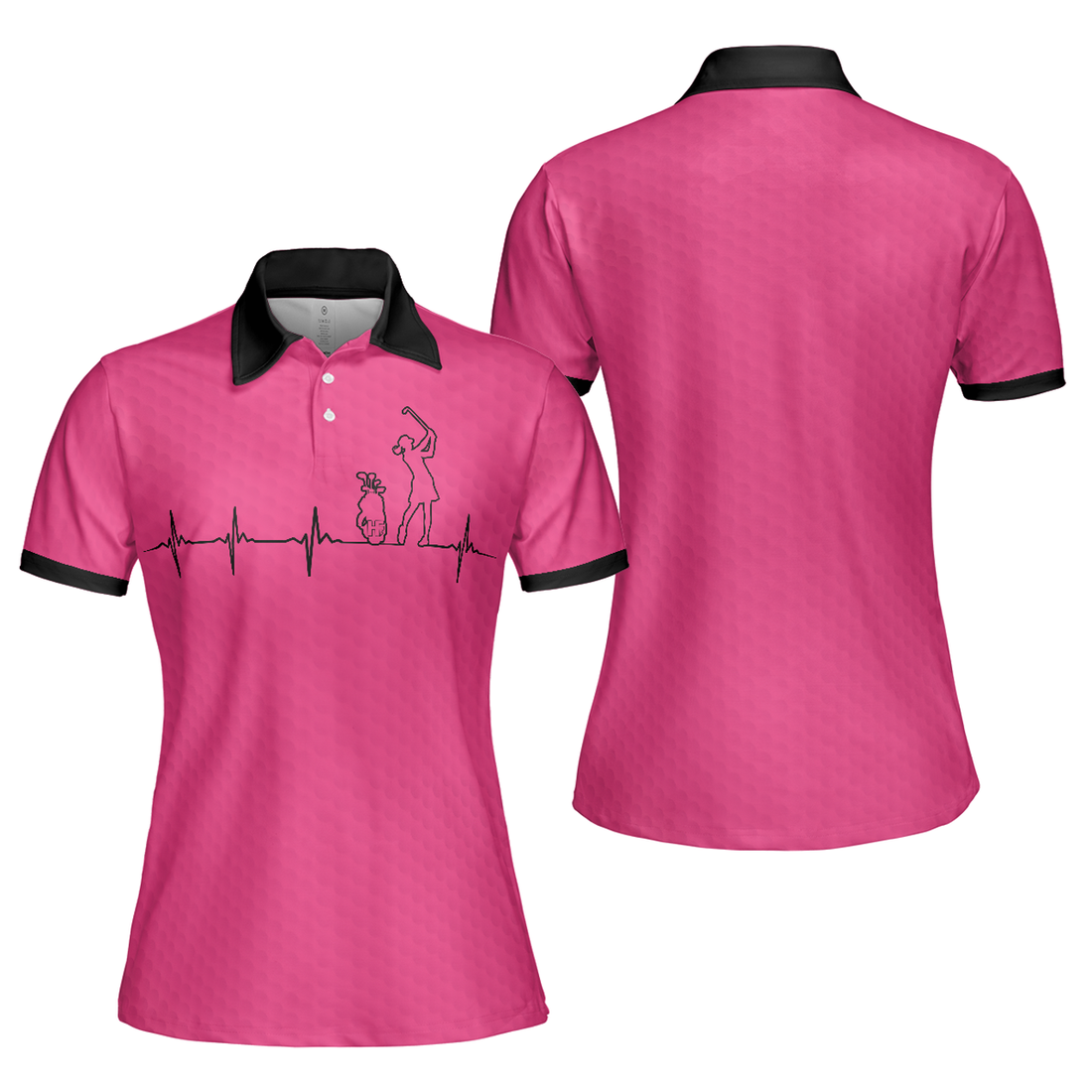 Heartbeat Golf Lady Pink Golf Short Sleeve Women Polo Shirt, Best Golf Gift For Women