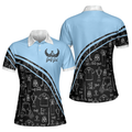 Golf Girl In Black And Blue Seamless Pattern, Golf Short Sleeve Women Polo Shirt, Cool Golf Shirt For Ladies, Best Gift For Women Golfers