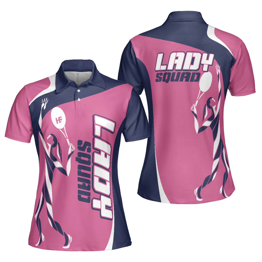 Tennis Lady Squad Short Sleeve Women Polo Shirt, Pink And Navy Polo Shirt For Female Tennis Players - Perfect Gift For Women, Ladies