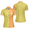 Golf Is Fore Girls Short Sleeve Women Polo Shirt, Yellow Argyle Pattern Golf Polo Shirt, Cool Golf Gift For Women