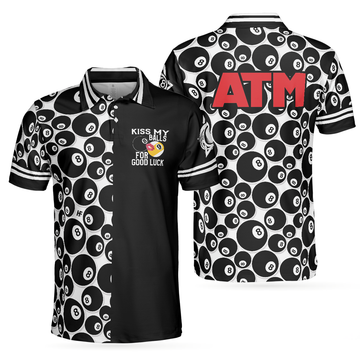Billiards Men Polo Shirt, 8 Ball Pattern ATM Polo Shirt, Kid My Balls For Good Luck Men Polo Shirt, Best Gift For Billiards Lovers