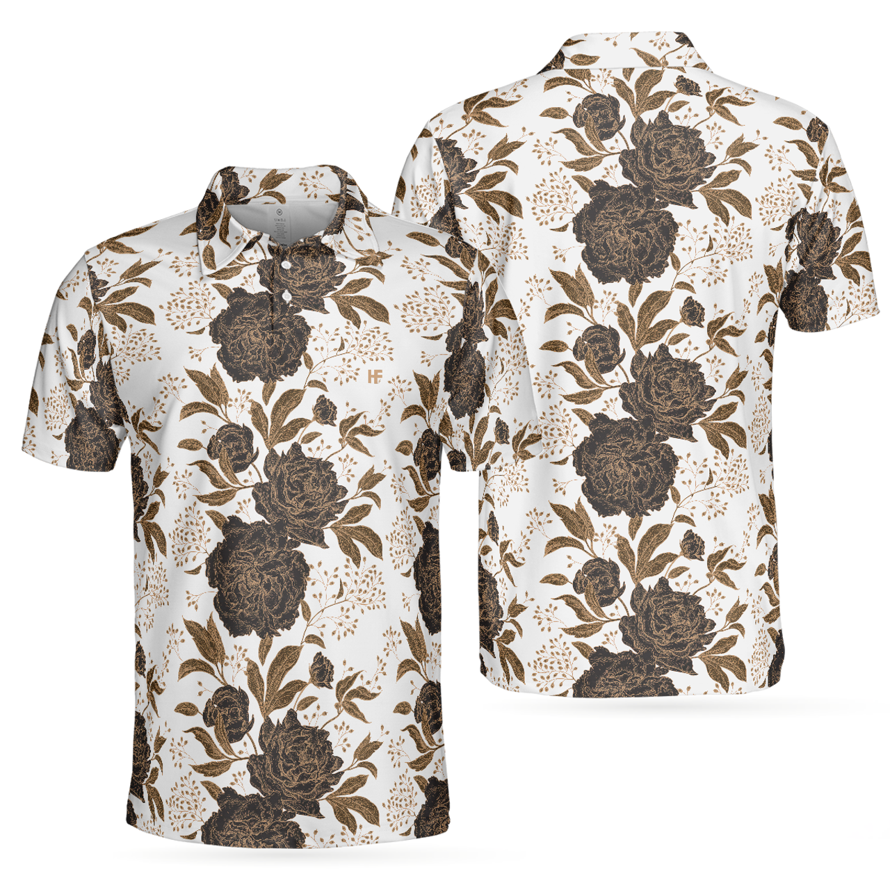 Vintage Peonies And Roses Seamless Pattern Polo Shirt, Vintage Rose Shirt Design For Adults, Best Roses Pattern Shirt - Perfect Gift For Men
