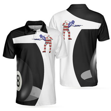 Billiard Shot American Flag Men Polo Shirt, Best Billiards Shirt For Patriotic Billiards Players, Eight Ball Shirt, Gift For Billiards Lovers