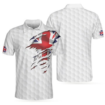 Golf Texture United Kingdom Men Polo Shirt, Great Britain Union Jack Polo Shirt, UK Golf Shirt For Men, Best Gift For Golfers