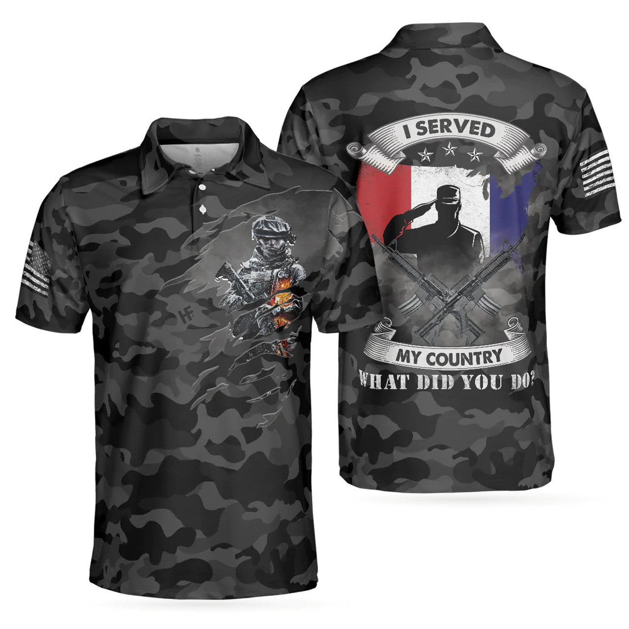 Dark Colored Camouflage Veteran Men Polo Shirt, I Served My Country Polo Shirt, Best Gift For Veterans