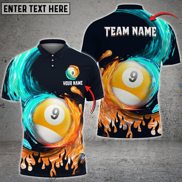 Custom Billiards Ball 9 Spinning Paint Personalized Name, Team Name Multicolor Option Polo Shirt
