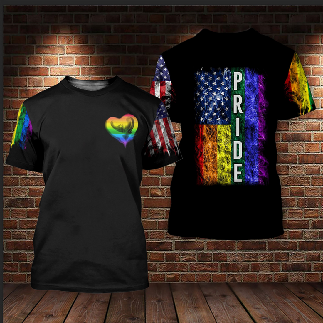 FUNSTUFFPRINT Bisexual Shirts For LGBT History Month, LGBT Pride Smoke 3D Shirts For LGBT Community 3D T-shirt