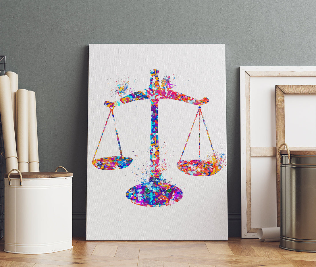 Lawyers Office Decor Gift for Lawyers Justice Art Print Law Scales Of Justice Watercolor Canvas Prints