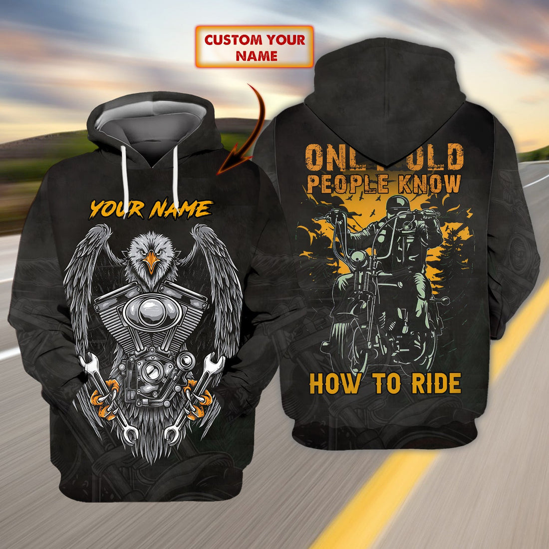 FUNSTUFFPRINT Custom Name-Hoodie- Only old people know how to ride 3D Hoodie and Zip Hoodie