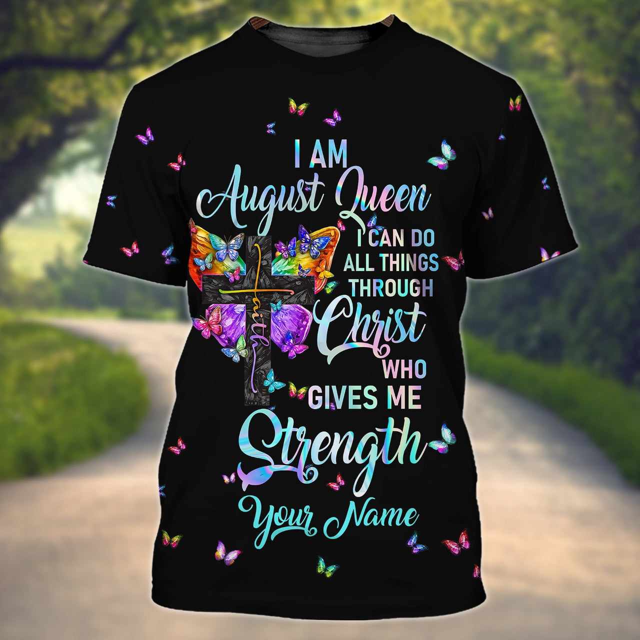 FUNSTUFFPRINT August Queen - Personalized Name 3D T-shirt