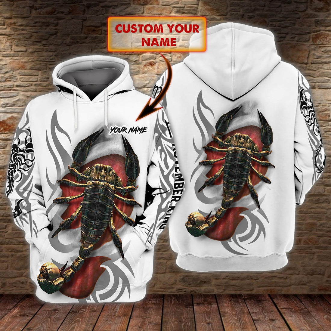 FUNSTUFFPRINT November King - Personalized Name 3D Hoodie and Zip Hoodie