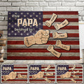 Personalized Papa Canvas Wall Art - Custom Grandkid Name Family Wall Art - House Decor - 4th Of July Wall Art 
