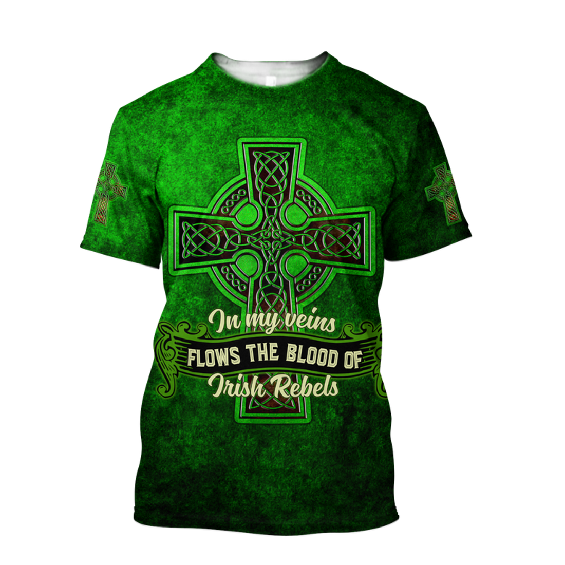 FUNSTUFFPRINT 3D All Over Print Saint Patrick's Day Shirt, In My Veins Flows The Blood Of Irish Rebels, St. Patrick's Day Shirt 3D T-shirt