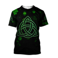 FUNSTUFFPRINT Trinity Knot or Rings Green Shamrock Shirt, St. Patrick's Day All Over Printed Shirt, Lucky Shamrock Shirt 3D T-shirt