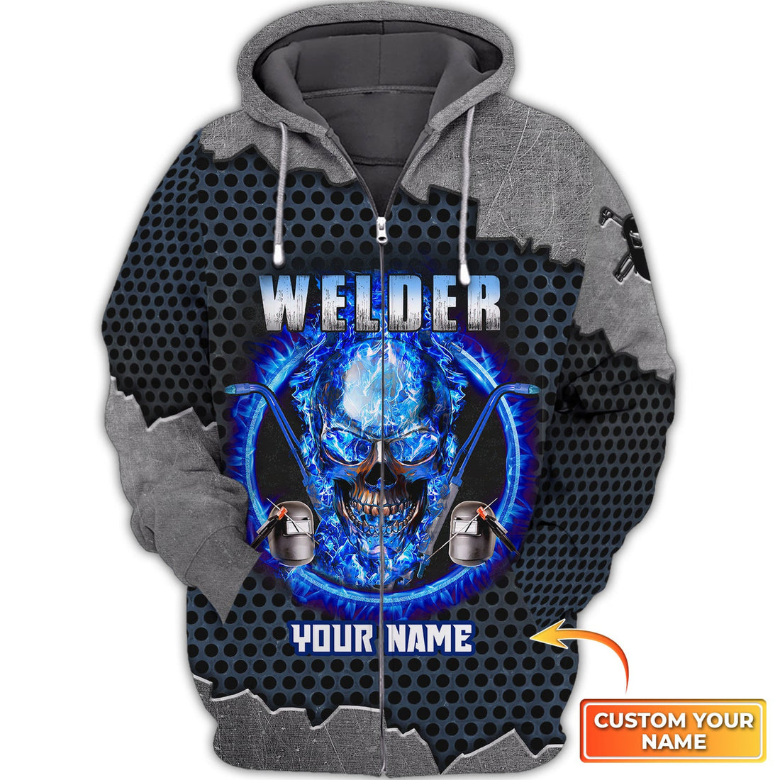 FUNSTUFFPRINT Grumpy Old Welder 3D Shirts Personalized Name 3D Hoodie and Zip Hoodie