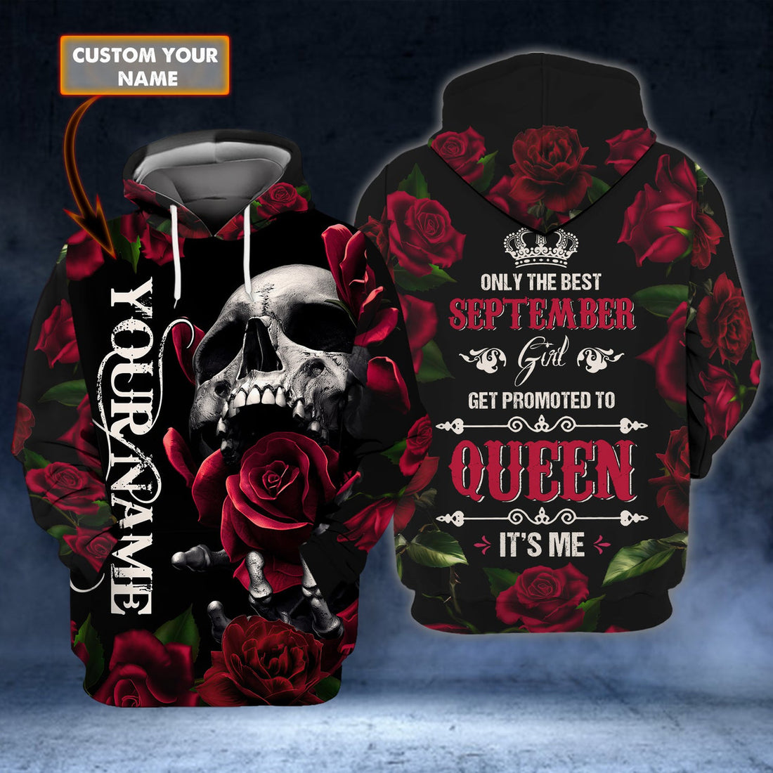FUNSTUFFPRINT September Girl - Personalized Name 3D Hoodie and Zip Hoodie