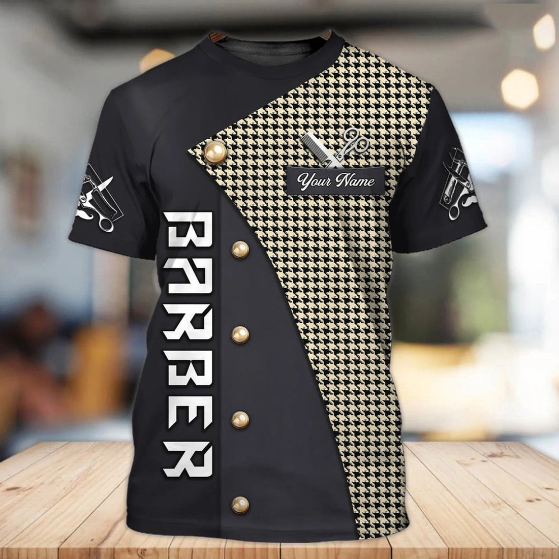 FUNSTUFFPRINT Custom Barber T-Shirt Men Women, Unisex Premium Shirt Uniform For Barber Shop 3D T-shirt