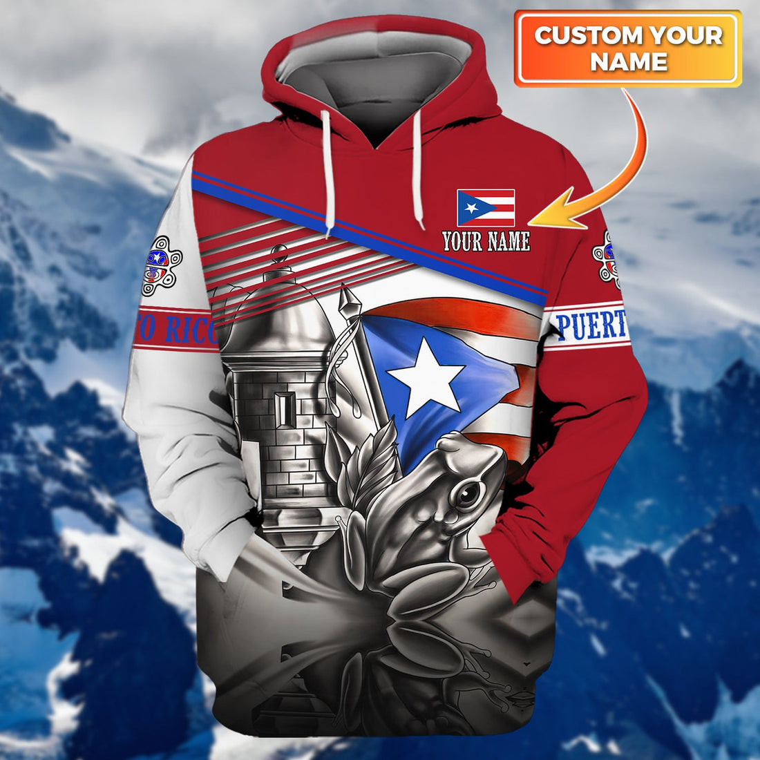 FUNSTUFFPRINT PUERTO RICO- Personalized Name 3D Hoodie and Zip Hoodie