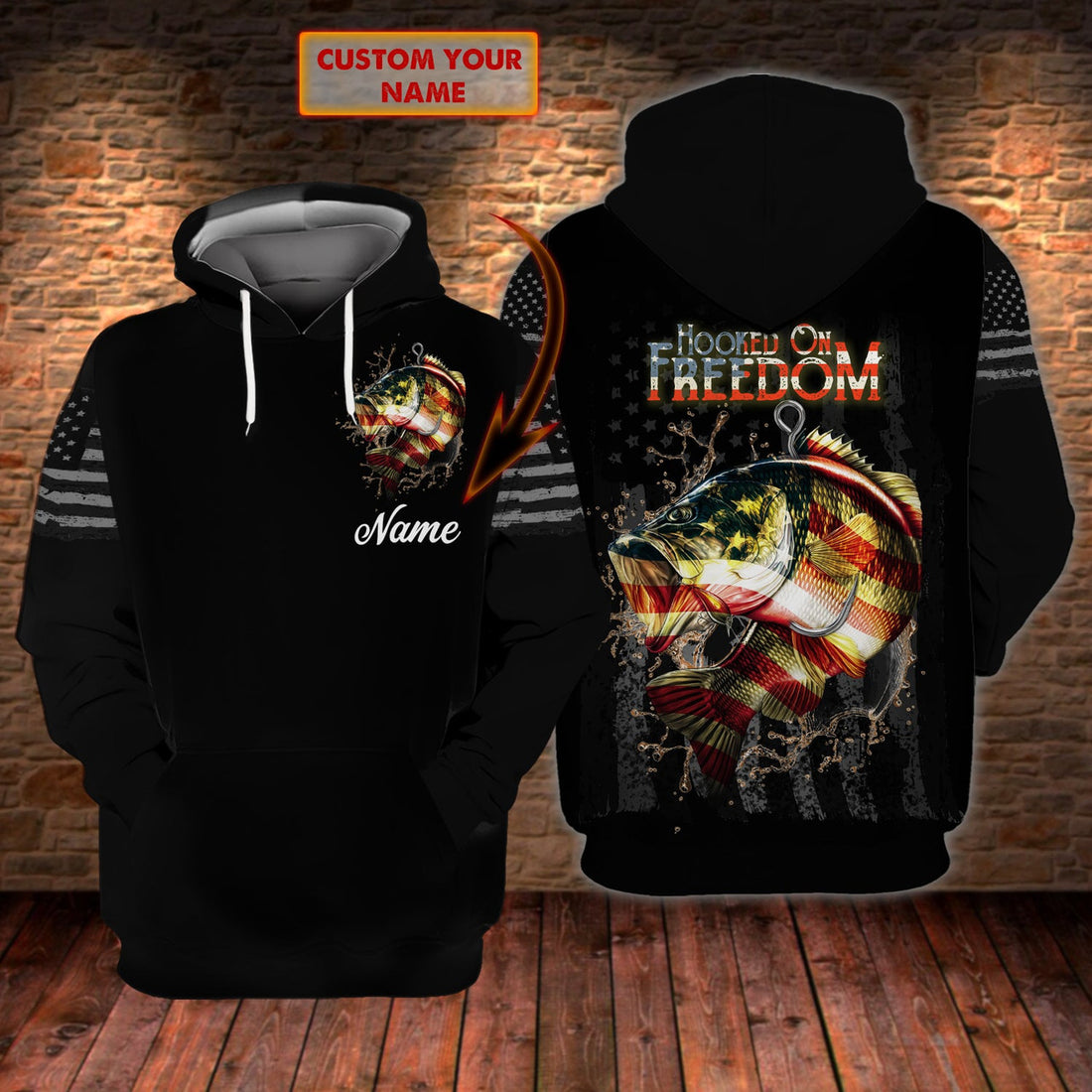 FUNSTUFFPRINT Fishing - Personalized Name 3D Hoodie and Zip Hoodie