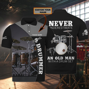 FUNSTUFFPRINT Drummer - Personalized Name 3D Polo Shirt