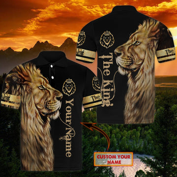 FUNSTUFFPRINT LION Personalized Name - 3D Polo Shirt