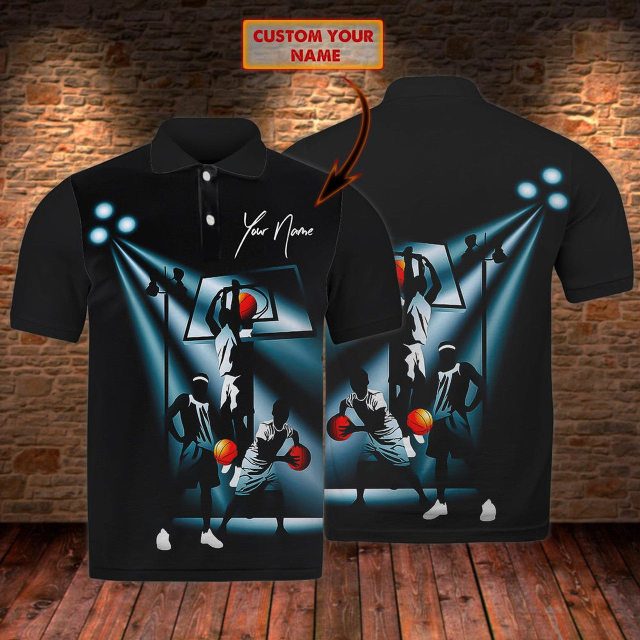 Custom 3D Basketball Polo Shirt Personalized Name Polo Shirt