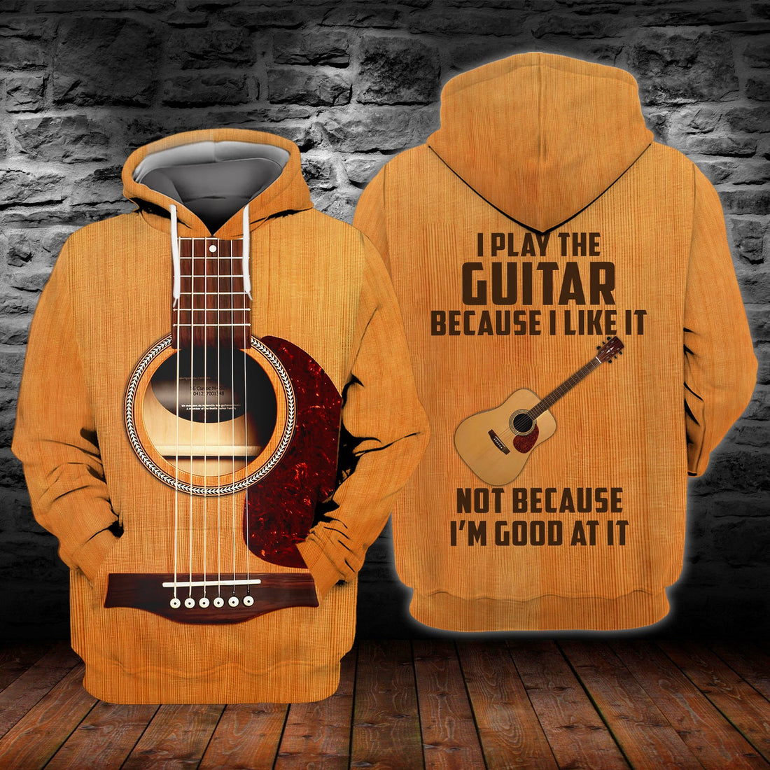 FUNSTUFFPRINT Play The Guitar 3D Hoodie and Zip Hoodie
