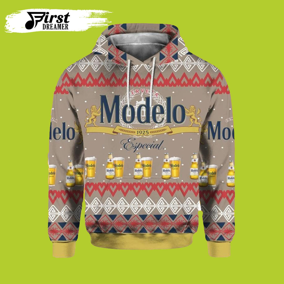FUNSTUFFPRINT Modelo Especial Beer Print Ugly 3D Hoodie and Zip Hoodie