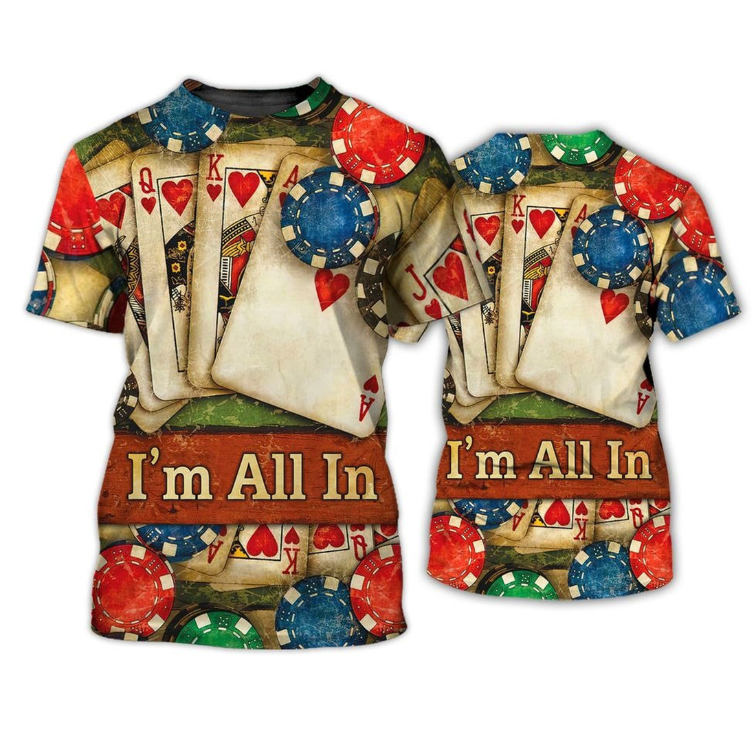 FUNSTUFFPRINT Poker I'm All In 3D T-Shirt, Shirt For Pocker Man And Women, Pocker Shirts 3D T-shirt