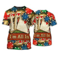 FUNSTUFFPRINT Poker I'm All In 3D T-Shirt, Shirt For Pocker Man And Women, Pocker Shirts 3D T-shirt