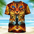 Cat Neon Yellow 3D T-Shirt, All Over Print Cat On Shirt