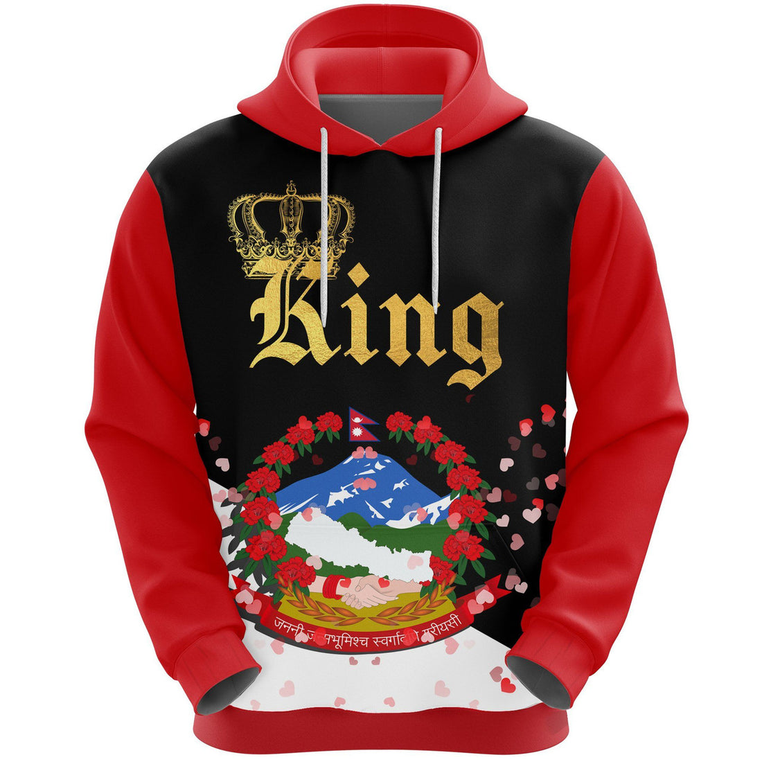 FUNSTUFFPRINT Nepal King Valentine 3D Hoodie and Zip Hoodie
