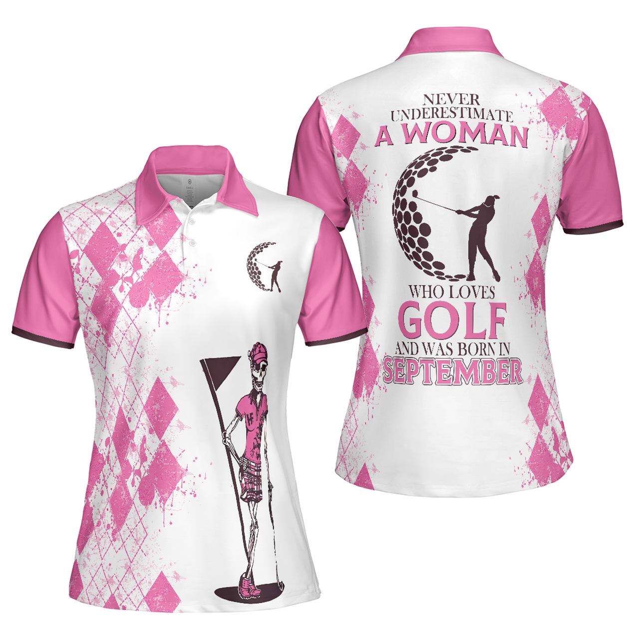 Never Underestimate A Woman Who Loves Golf And Was Born In September Short Sleeve Women Polo Shirt