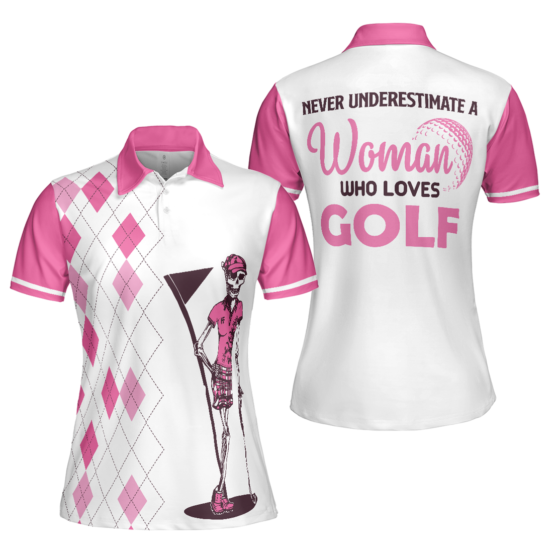 Never Underestimate A Woman Who Loves Golf Short Sleeve Women Polo Shirt
