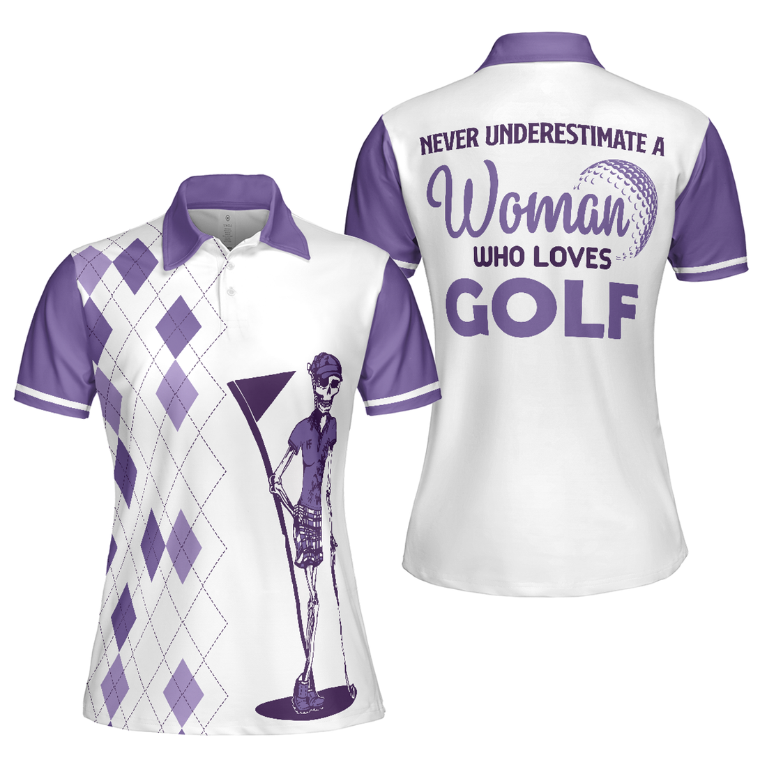 Never Underestimate A Woman Who Loves Golf V2 Short Sleeve Women Polo Shirt
