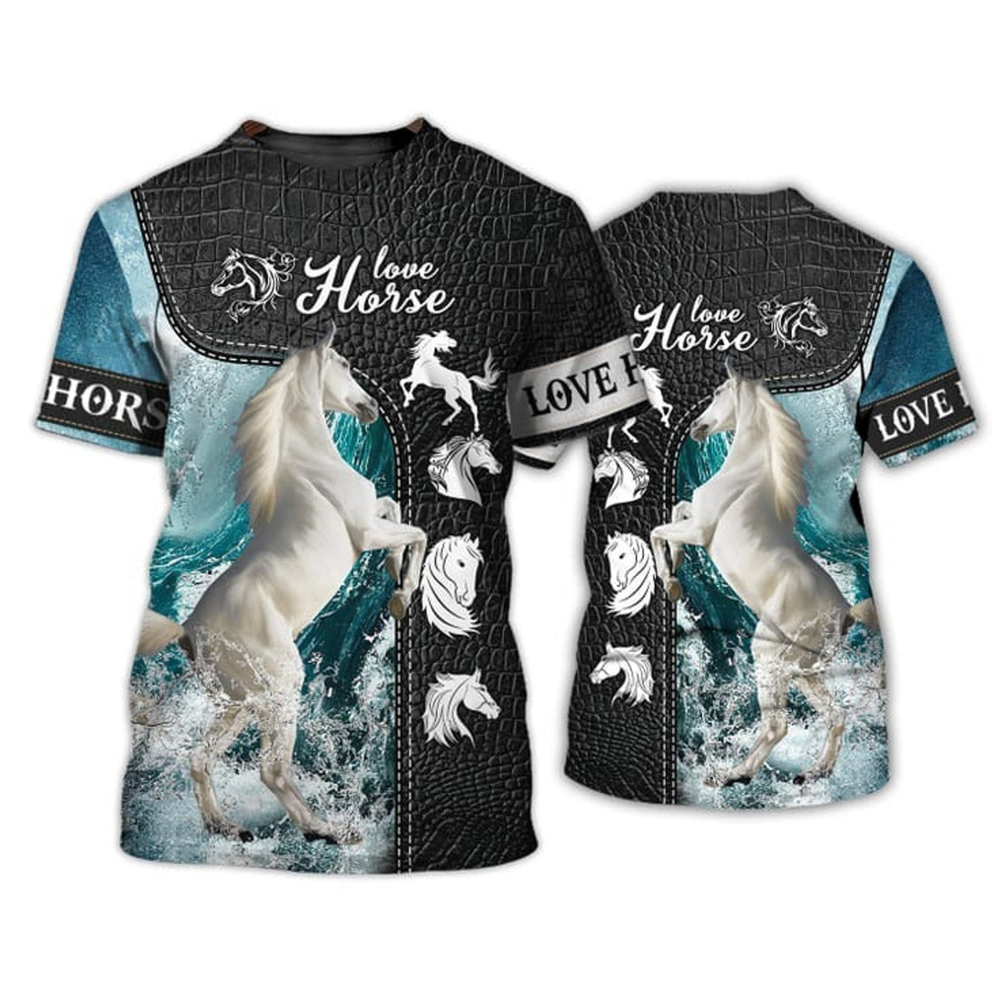 FUNSTUFFPRINT 3D Full Print Love Horse T-Shirt, Cool T-Shirt For Horse Lovers, Horse Shirt, Horse Gift 3D T-shirt