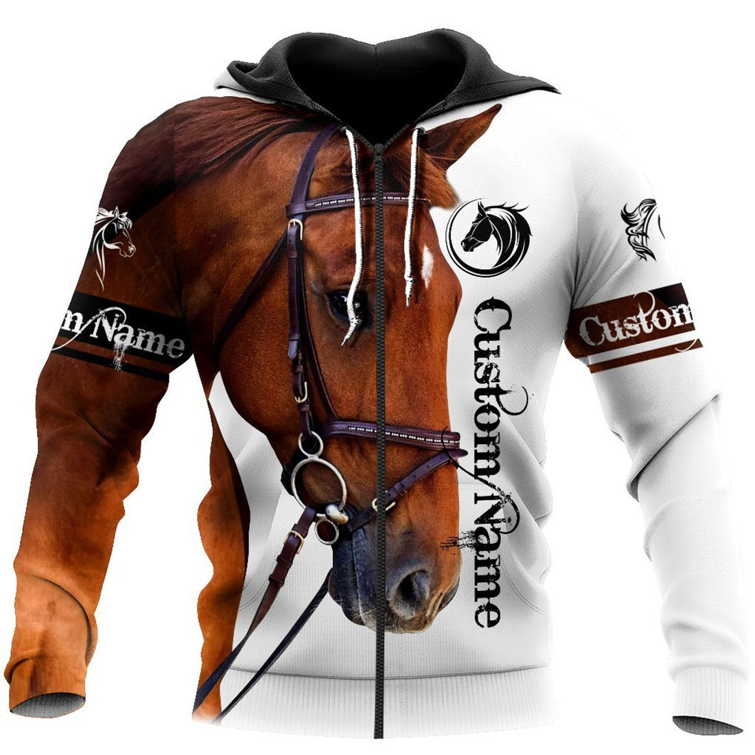 FUNSTUFFPRINT Custom Name Horse 3D Hoodie and Zip Hoodie