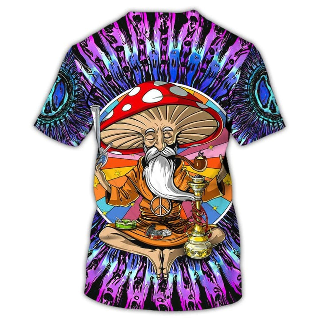 FUNSTUFFPRINT Old Man Hippie 3D All Over Print T-Shirt, Hippie Shirts For Men And Women, Mushroom Hippie 3D T-Shirt