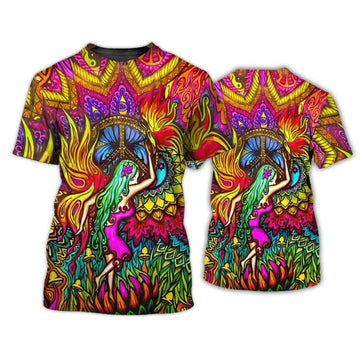 3D All Over Print T-Shirt, Hippie Shirts For Men And Women, Mushroom Hippie