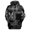 FUNSTUFFPRINT Paisley Bandana Vibe with Black White tone Street Style 3D Hoodie and Zip Hoodie
