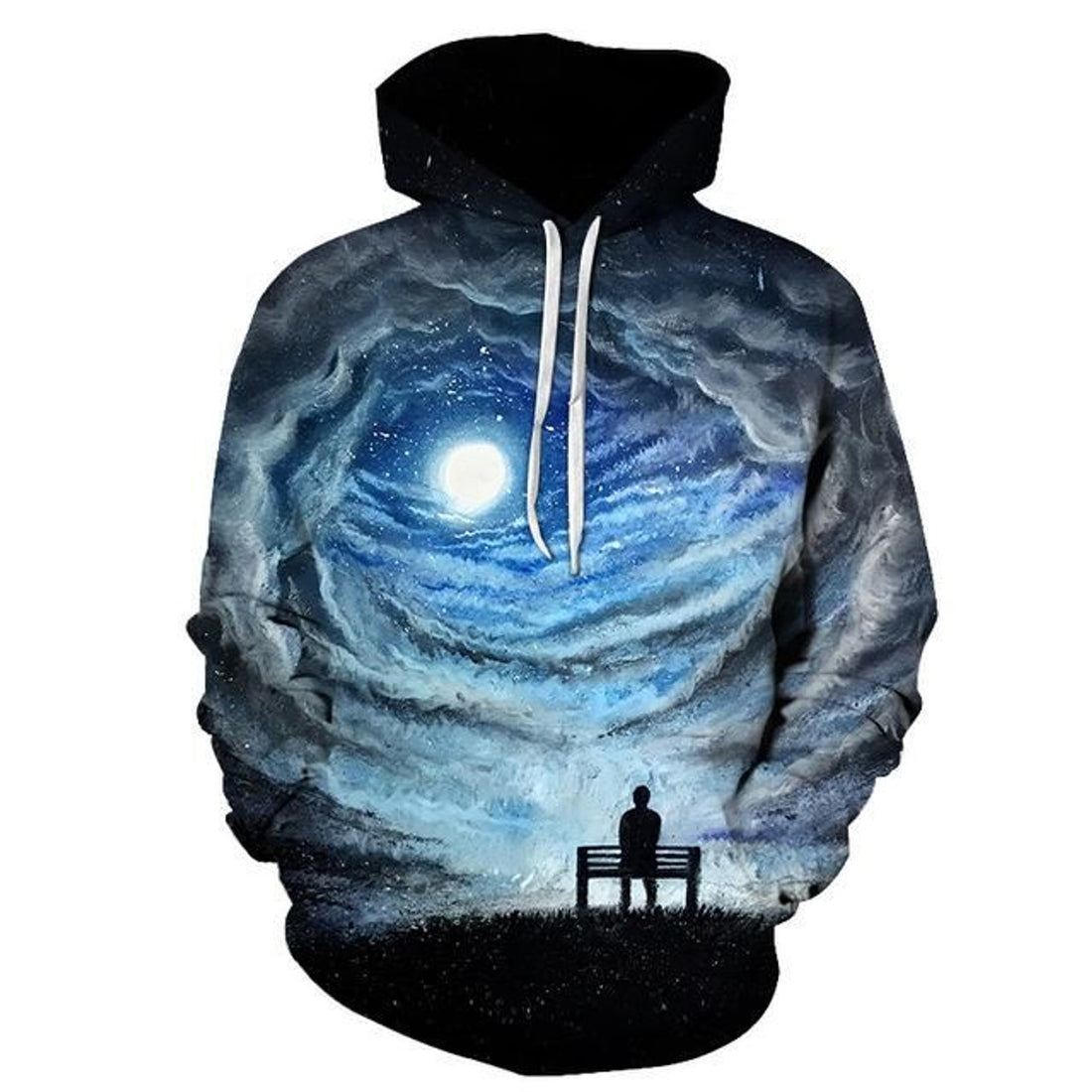 FUNSTUFFPRINT Park Bench Night 3D Hoodie and Zip Hoodie