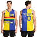 Personalized 1991/92 Denver Basketball Jersey – Yellow Blue Split Heritage Style, Custom Name & Number for Kids, Youth & Adults-1