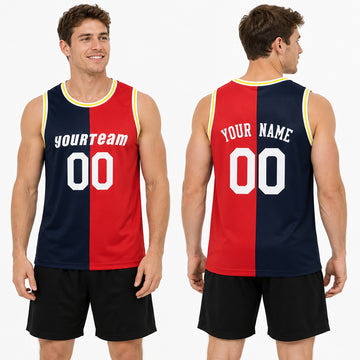 Personalized 1993/94 Houston Basketball Jersey – Navy Red Split Heritage Style, Custom Name & Number for Kids, Youth & Adults-1