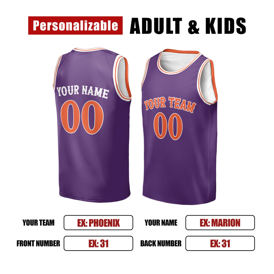 Personalized 2005/06 Phoenix Basketball Jersey – Purple Heritage Style, Custom Name & Number for Kids, Youth & Adults-1