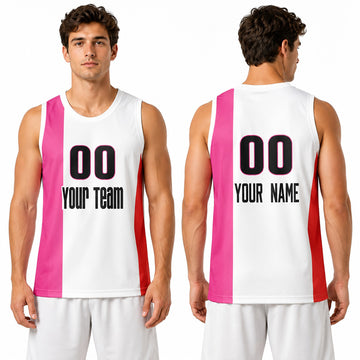 Personalized 2011/12 Miami Basketball Jersey – White Pink Heritage Style, Custom Name & Number for Kids, Youth & Adults-1