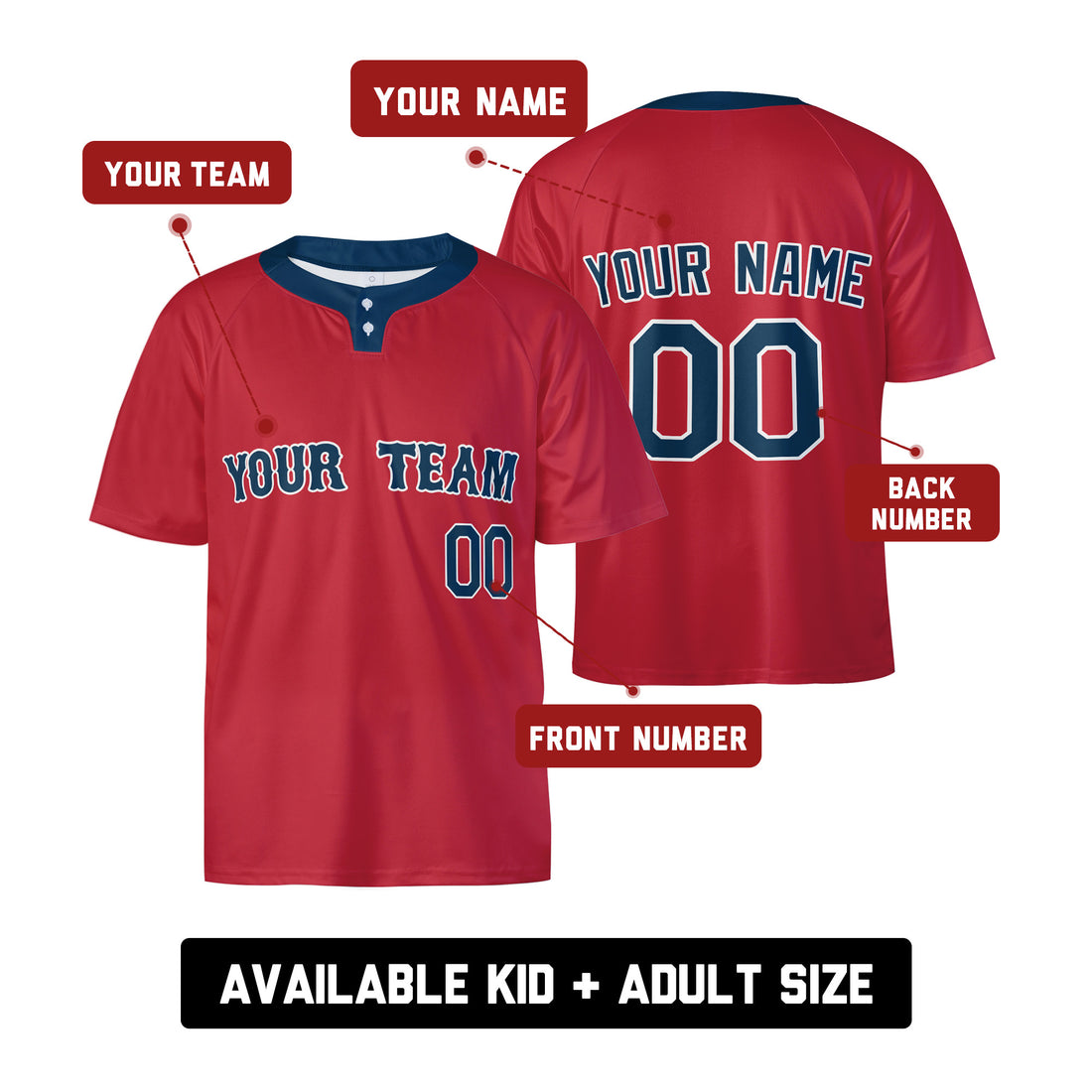 Personalized 2025 Boston Two-Button Baseball Jersey – Alternate Style, Custom Name & Number for Men, Women & Youth-1