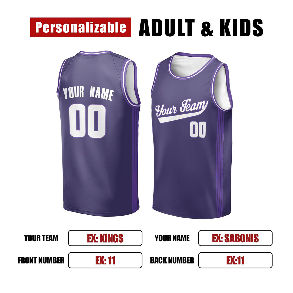 Personalized 2025/26 Sacramento Purple City Basketball Jersey – Custom Name & Number-2
