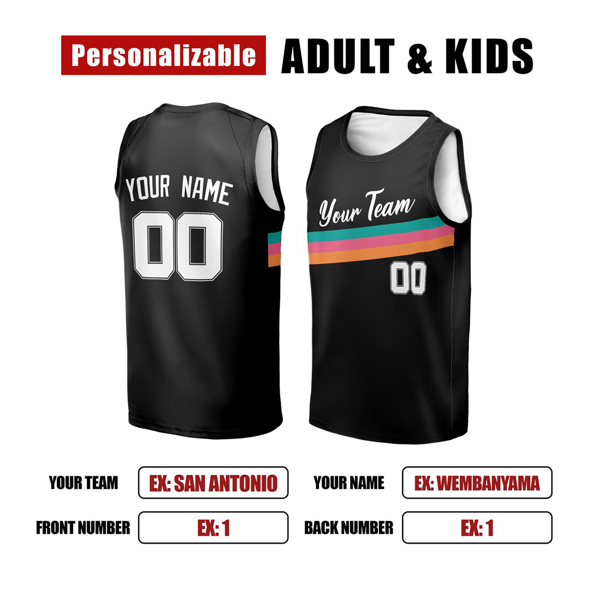 Personalized 2025/26 San Antonio Black City Basketball Jersey – Custom Name & Number-2