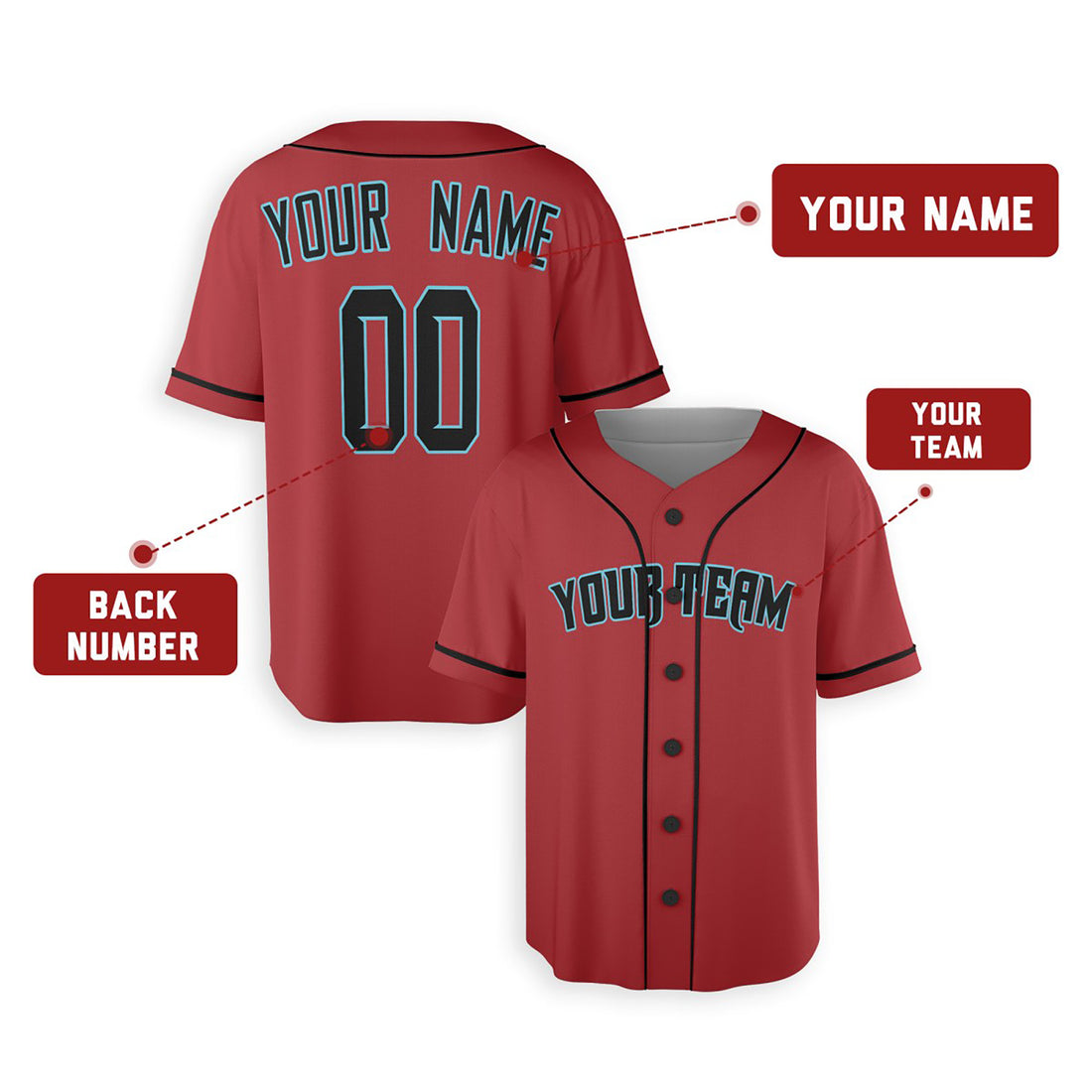 Personalized Arizona Baseball Jersey – Red Alternate Style, Custom Name & Number for Kids & Adults-1