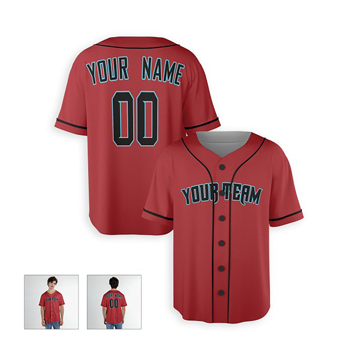 Personalized Arizona Baseball Jersey – Red Alternate Style, Custom Name & Number for Kids & Adults-4